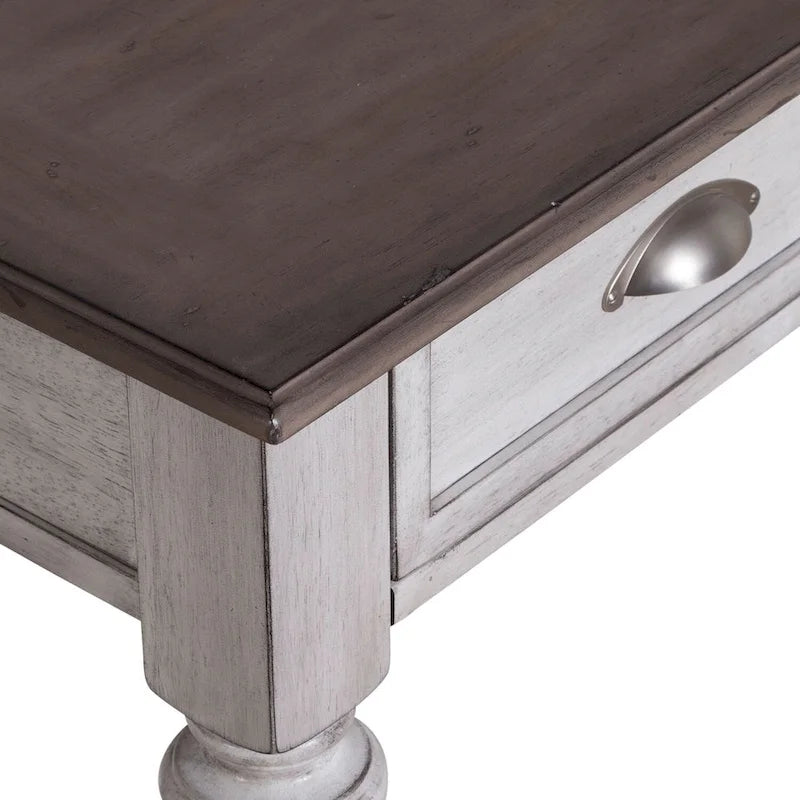 Ocean Isle Antique White & Weathered Pine Drawer End Table