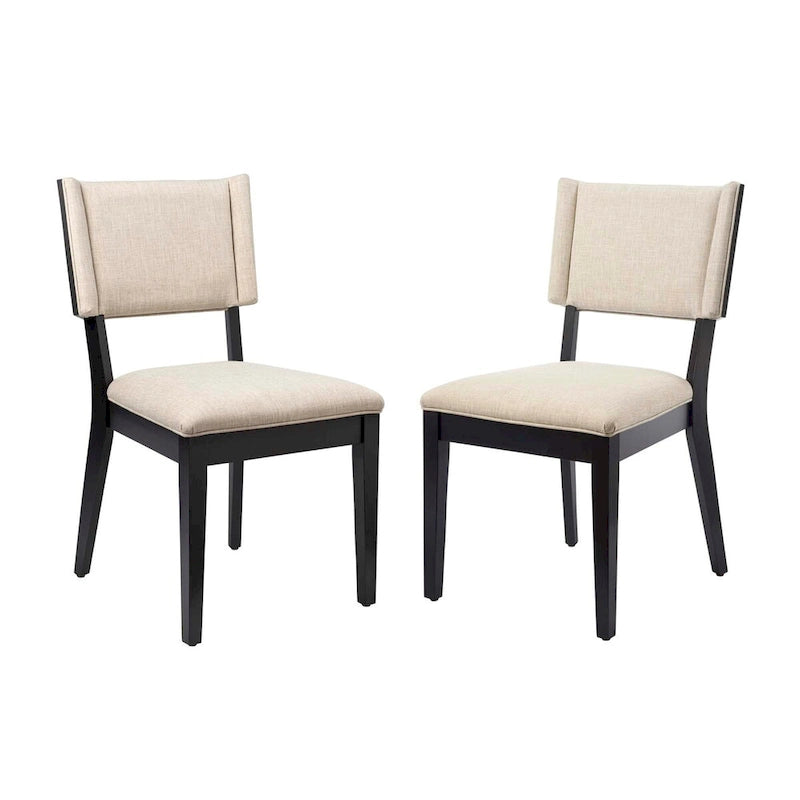 Contemporary Upholstered Dining Chairs with Rubberwood Frame, Set of 2