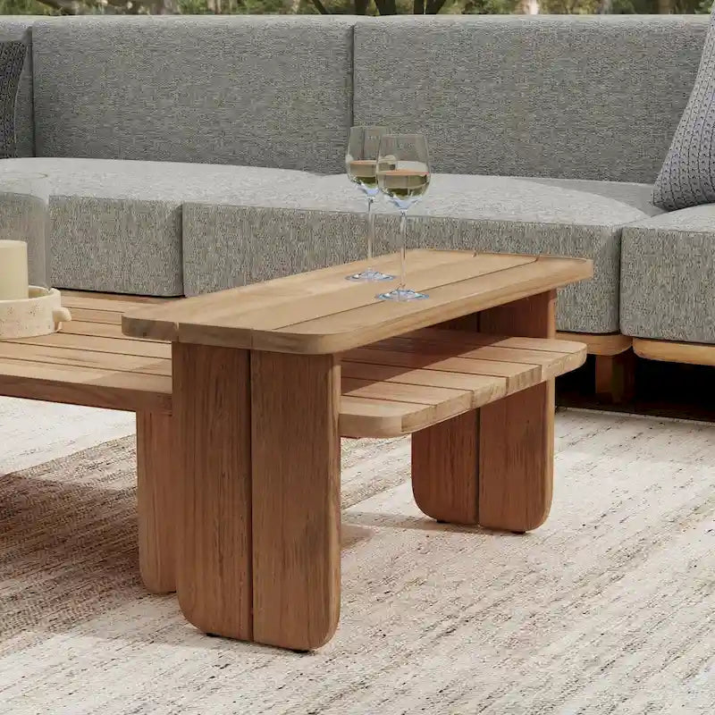31 Inch Teak Wood Outdoor Coffee Table