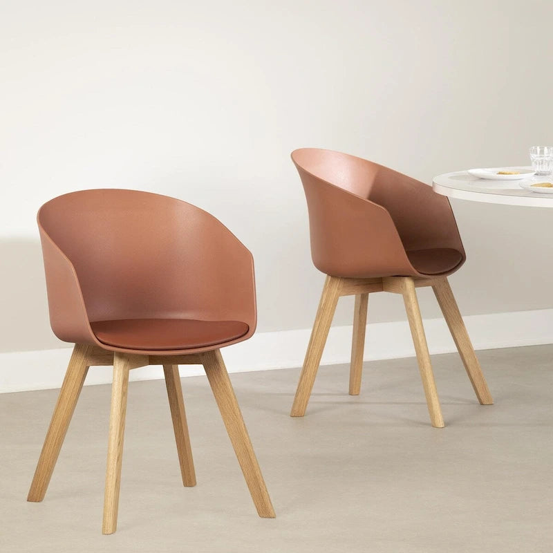Scandinavian Style Dining Chair with Beech Wood Legs, Set of 2