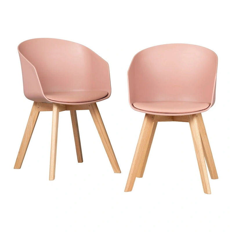 Scandinavian Style Dining Chair with Beech Wood Legs, Set of 2