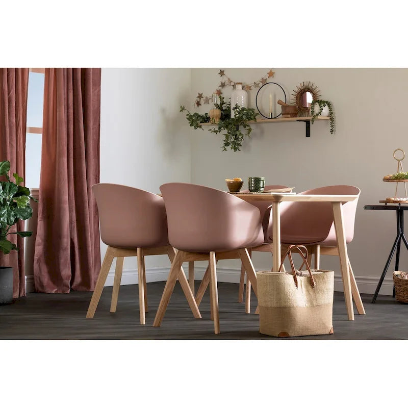 Scandinavian Style Dining Chair with Beech Wood Legs, Set of 2