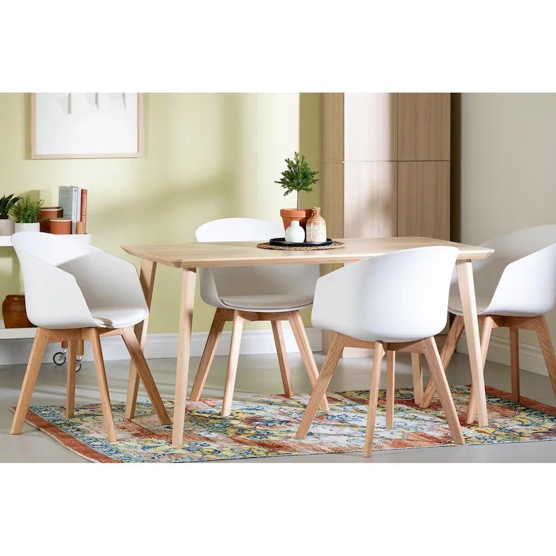 Scandinavian Style Dining Chair with Beech Wood Legs, Set of 2