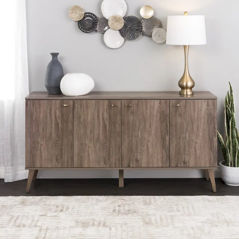 Mid-Century Modern 4-Door Buffet, 64W x 32H x 16D