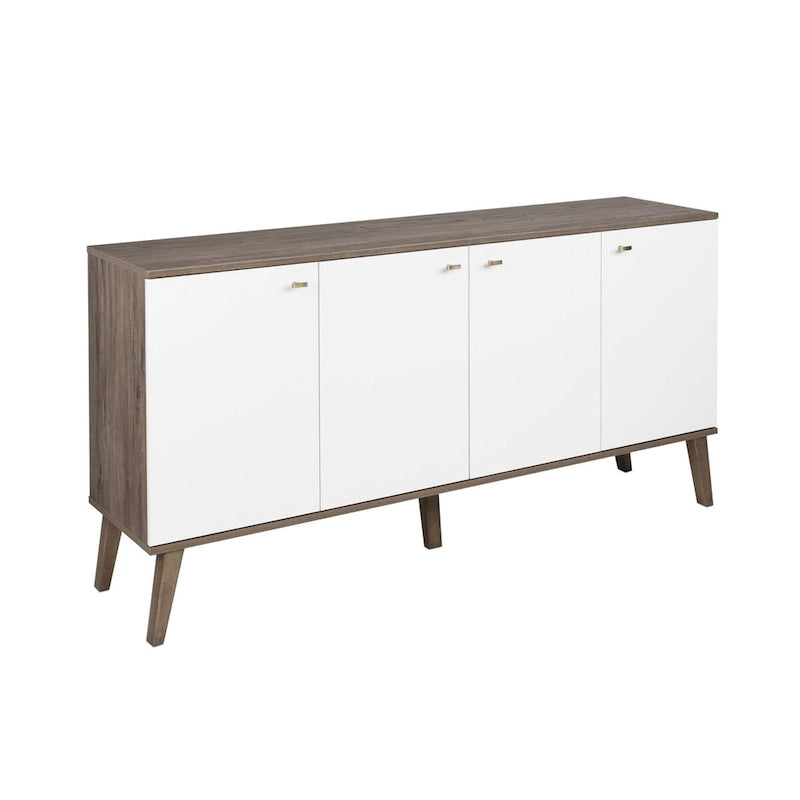 Vysoká komoda/příborník Mid-Century Modern se 4 dvířky, 163 cm (Š) x 81 cm (V) x 41 cm (H)
