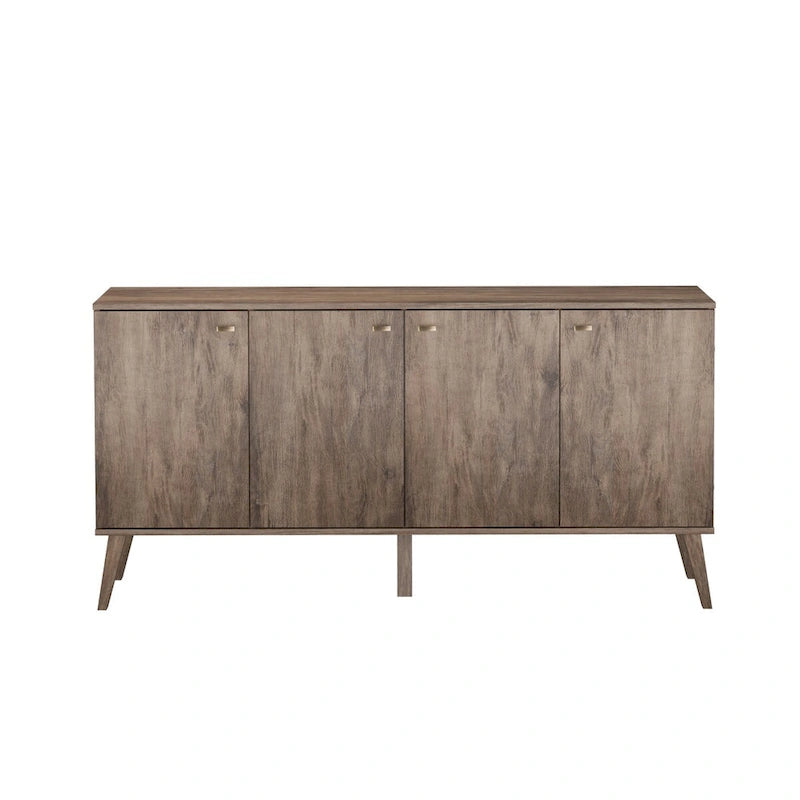 Vysoká komoda/příborník Mid-Century Modern se 4 dvířky, 163 cm (Š) x 81 cm (V) x 41 cm (H)