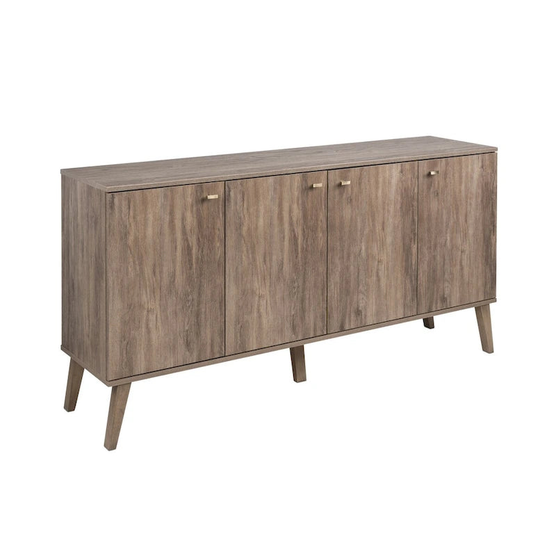 Vysoká komoda/příborník Mid-Century Modern se 4 dvířky, 163 cm (Š) x 81 cm (V) x 41 cm (H)